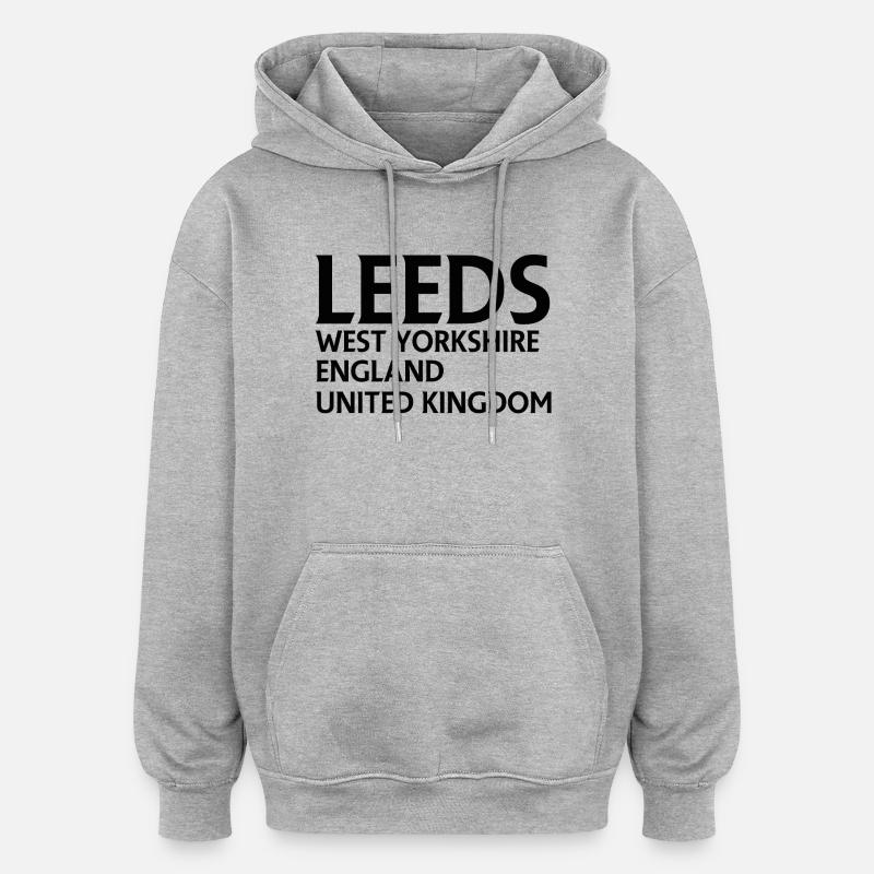 Leeds – Angleterre Conception des paroles - Sweat à capuche oversize unisexe - gris chiné