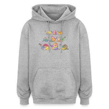 Schnecken - Oversized Unisex Hoodie - Grau meliert - Vorne - Noah (186cm)
