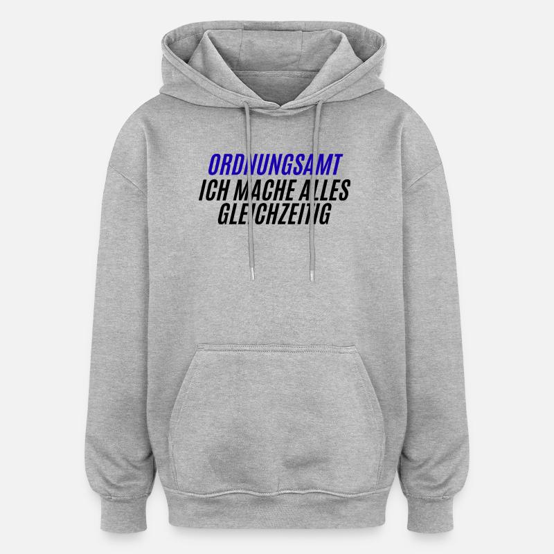 Ordnungssamt Blau Typo - Sweat à capuche oversize unisexe - gris chiné