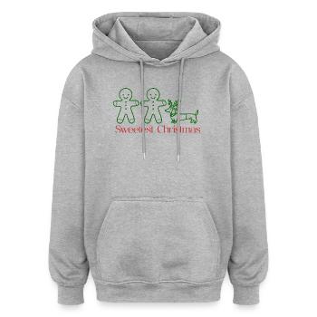 Christmas–Gingerbread Couple & Dackel (green) - Oversized Unisex Hoodie - Grau meliert - Vorne - Noah (186cm)
