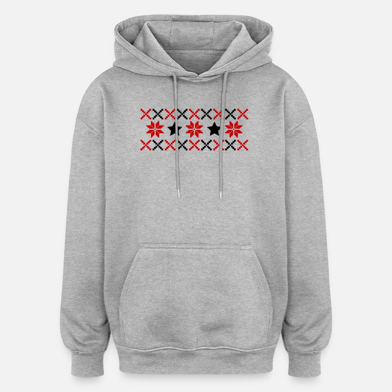Norwegian Pattern Winter - Oversized Unisex Hoodie - heather grey