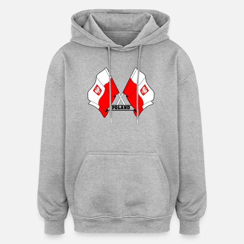 Les drapeaux de la Pologne - Sweat à capuche oversize unisexe - gris chiné