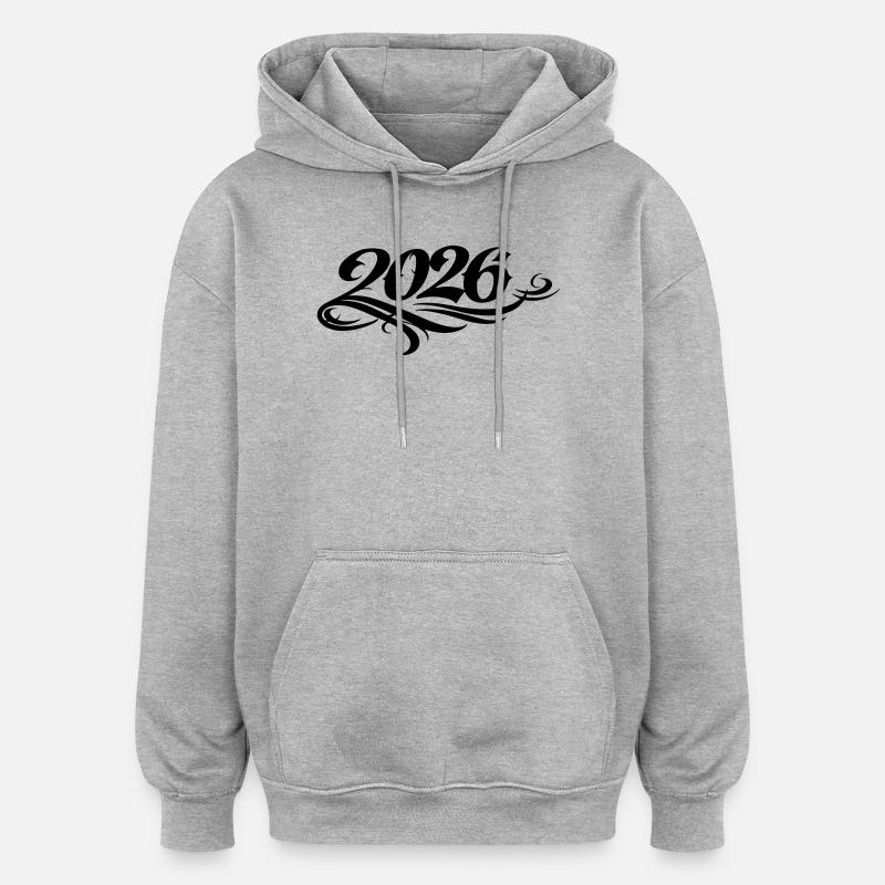 Année 2026 - Sweat à capuche oversize unisexe - gris chiné