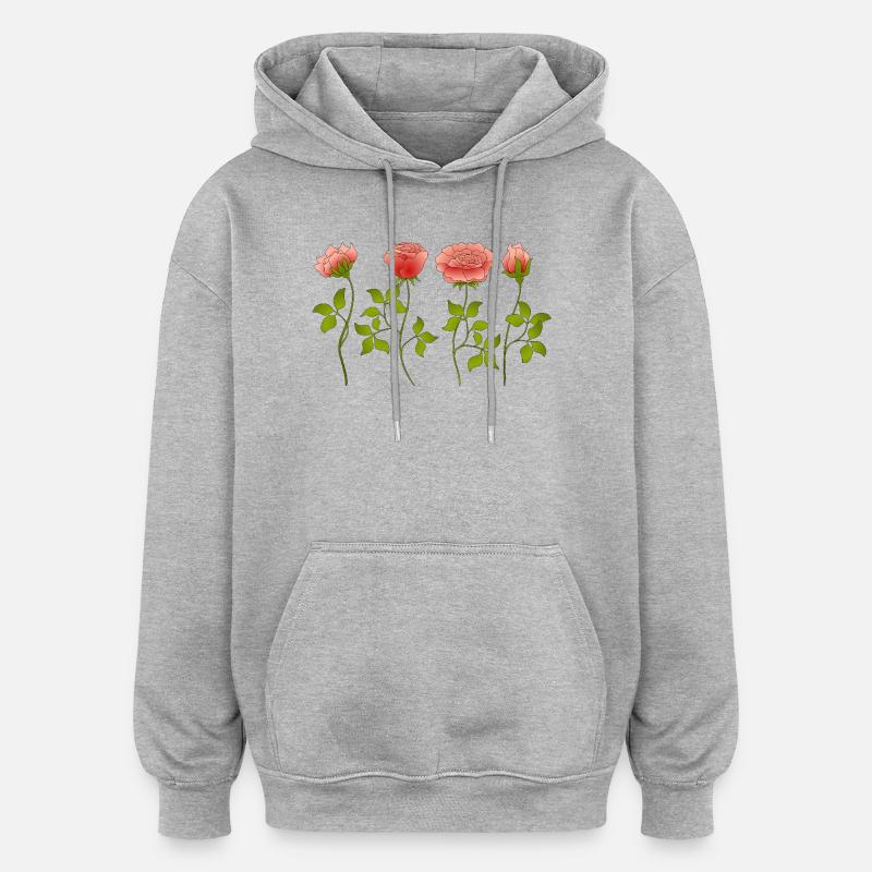 Fleur - Sweat à capuche oversize unisexe - gris chiné