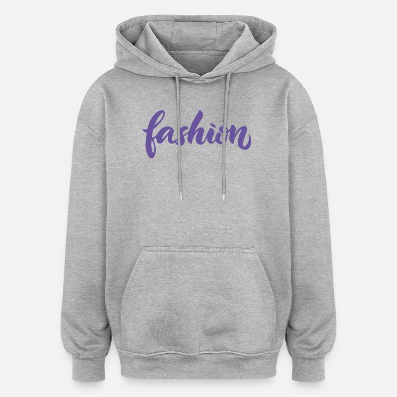 Mode-Violett-Mode-Lettering-Skript-Trend - Oversized Unisex Hoodie - Grau meliert