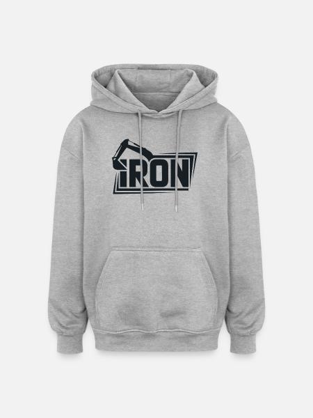 Iron Crane Bold Logo Tee - Oversized Unisex Hoodie - heather grey