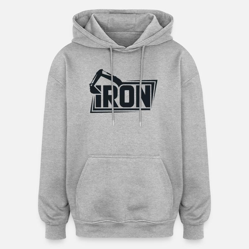 Iron Crane Bold Logo Tee - Sweat à capuche oversize unisexe - gris chiné