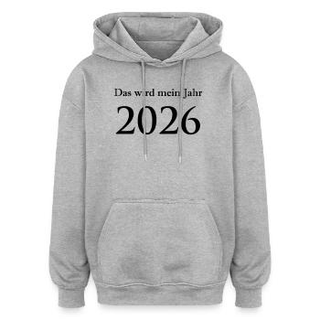 2026 - Sweat à capuche oversize unisexe - gris chiné - Devant - Noah (186cm)