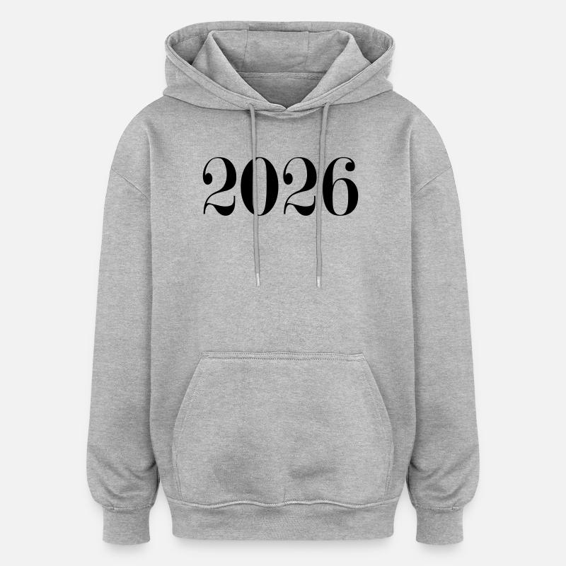 2026 - et nytt år - Oversized unisex-hettegenser - gråmelert