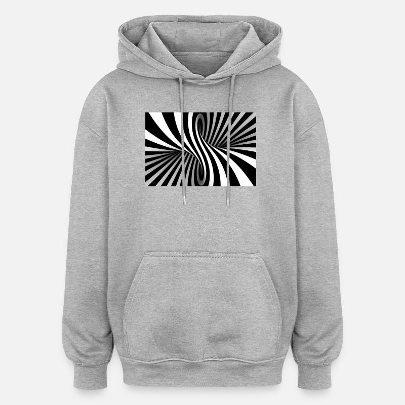 Illusion Spirale Noir Blanche - Sweat à capuche oversize unisexe - gris chiné