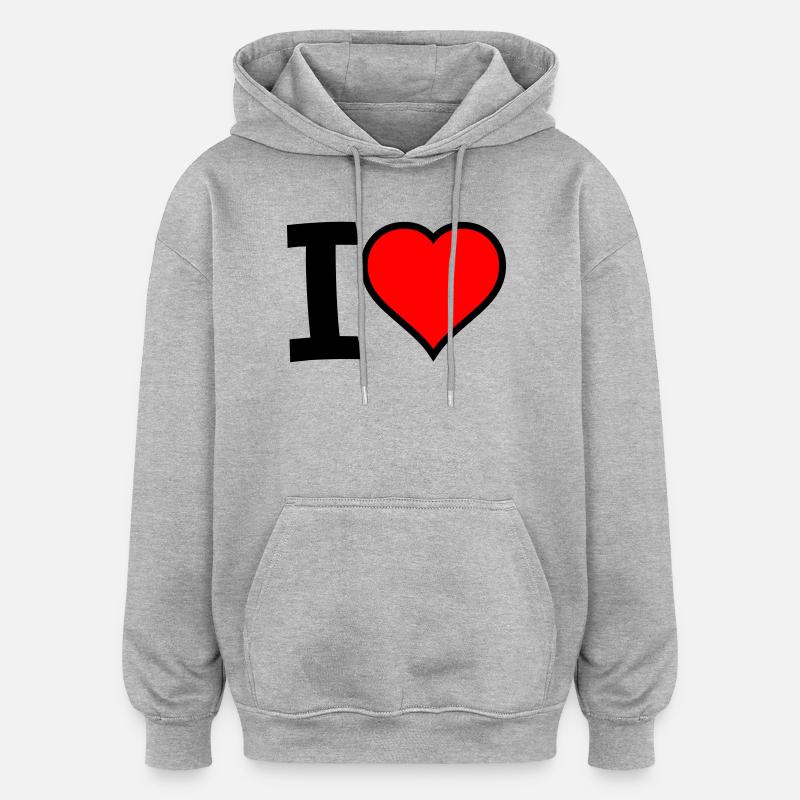 I Cœur - Sweat à capuche oversize unisexe - gris chiné