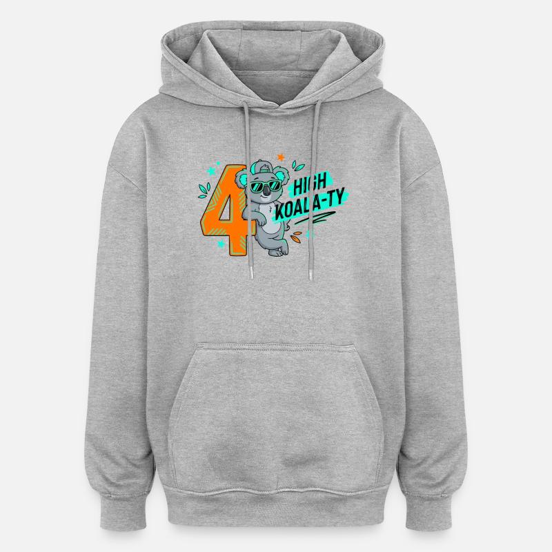 4e anniversaire de High Koala-Ty - Sweat à capuche oversize unisexe - gris chiné