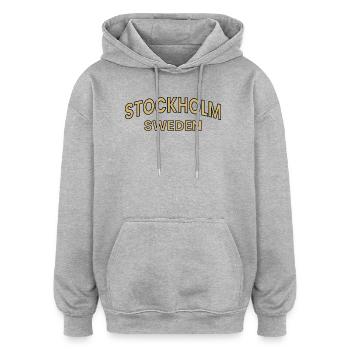 Stockholmer gebogene Typografie - Oversized Unisex Hoodie - Grau meliert - Vorne - Noah (186cm)