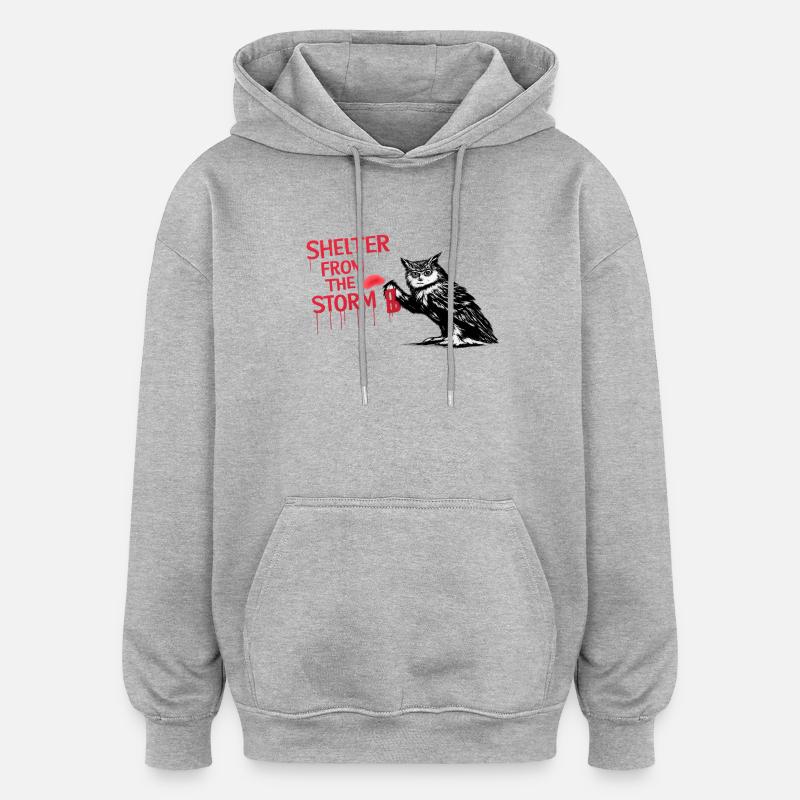 Abri contre la tempête - Sweat à capuche oversize unisexe - gris chiné