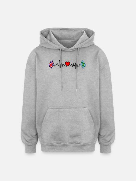 Derbyshire & UK Heartbeat - Oversized Unisex Hoodie - heather grey