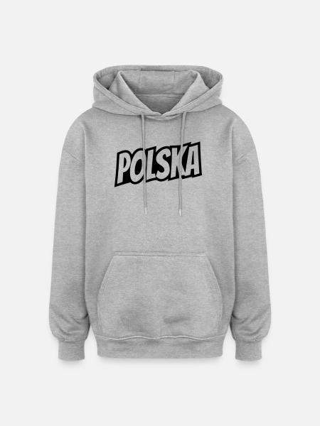 Polska - Poland Lettering - Oversized Unisex Hoodie - heather grey