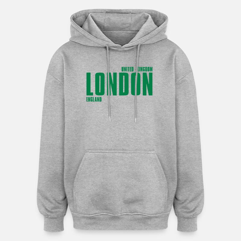 Londres – Angleterre Lyric Design - Sweat à capuche oversize unisexe - gris chiné