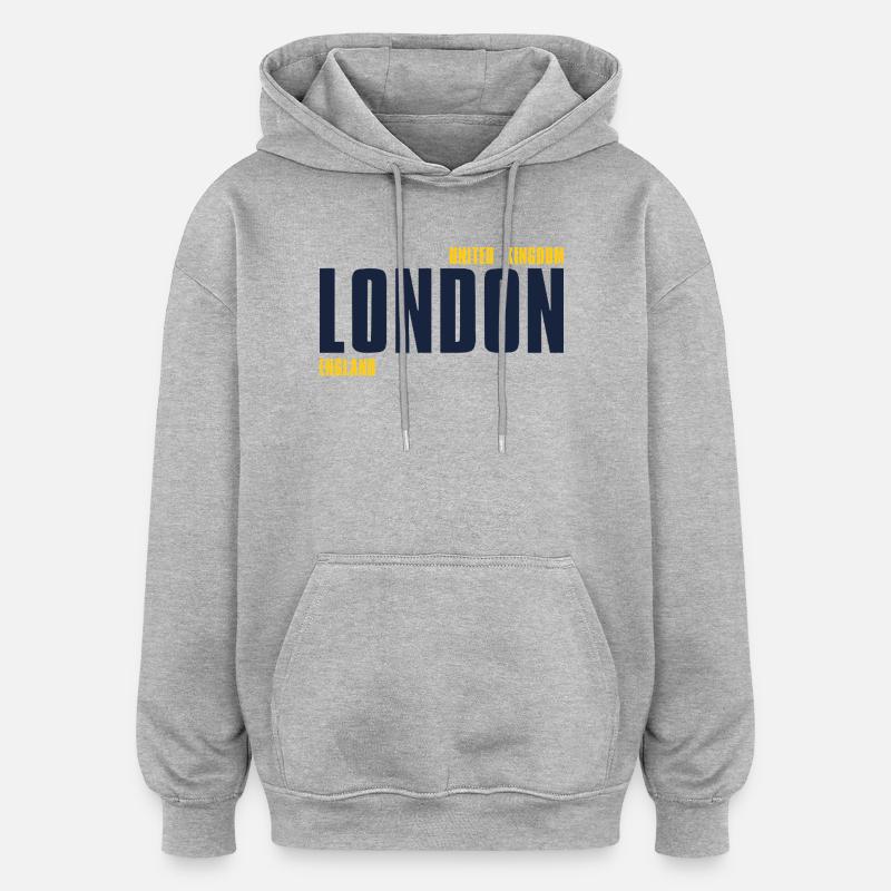 Londres – Angleterre Lyric Design - Sweat à capuche oversize unisexe - gris chiné