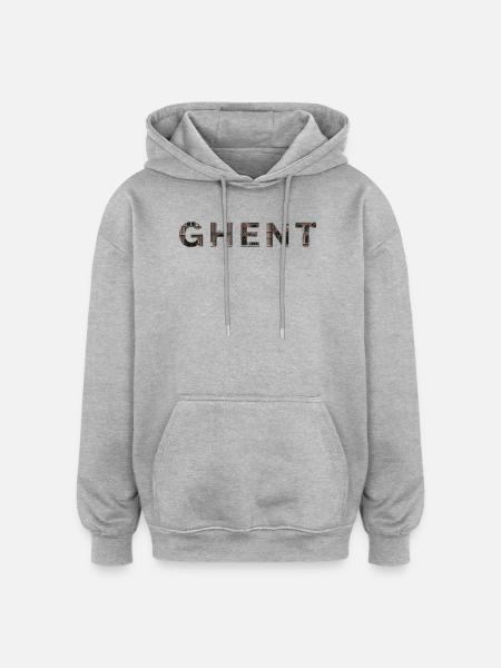 GHENT – Gothic Brick Typography - Oversized Unisex Hoodie - heather grey