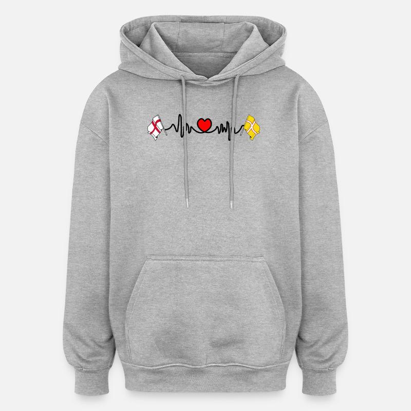 Dorset & England Herzfrequenz - Oversized Unisex Hoodie - Grau meliert