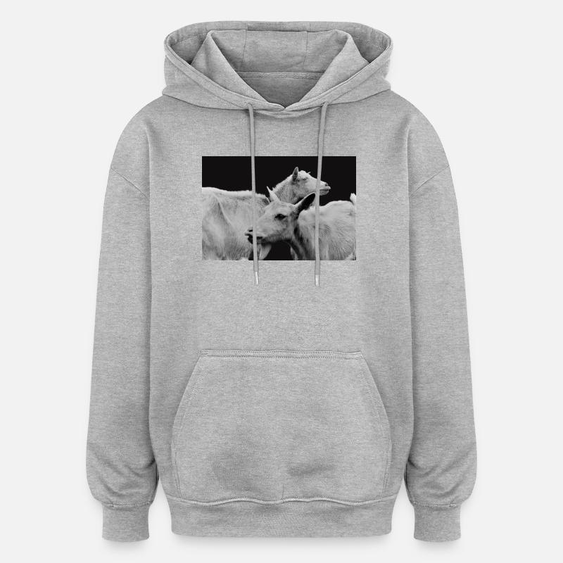 Chèvres blanches - Sweat à capuche oversize unisexe - gris chiné