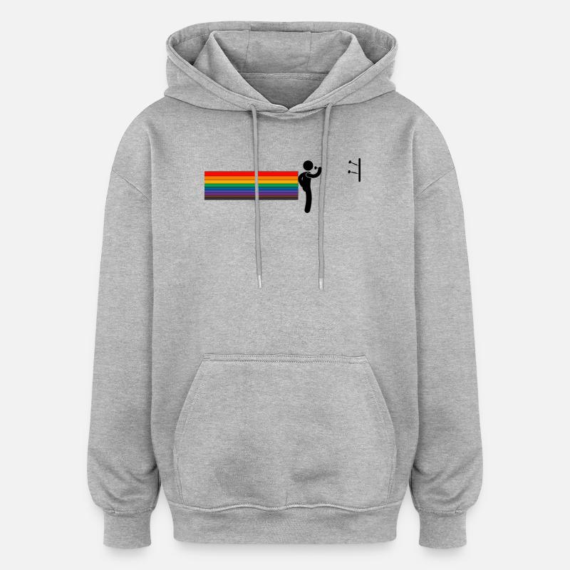 Darter arc-en-ciel – Lance avec fierté - Sweat à capuche oversize unisexe - gris chiné