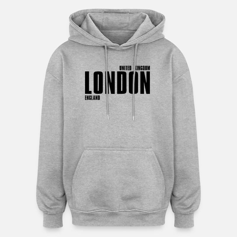 Londres, Royaume-Uni - Sweat à capuche oversize unisexe - gris chiné
