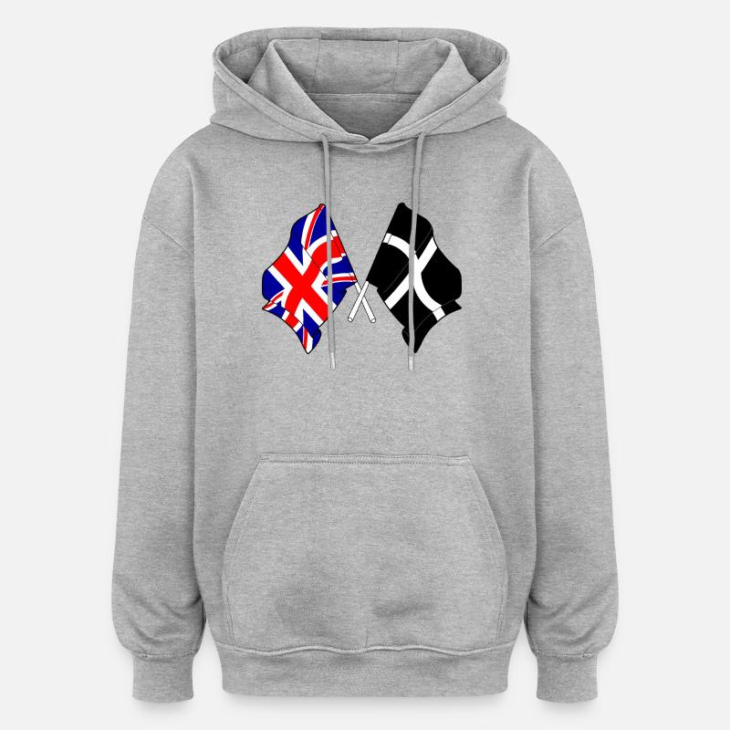 Croisement Cornwall & GB - Sweat à capuche oversize unisexe - gris chiné
