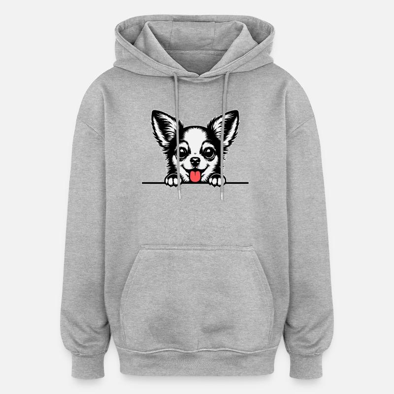 Chihuahua avec des pattes - Sweat à capuche oversize unisexe - gris chiné
