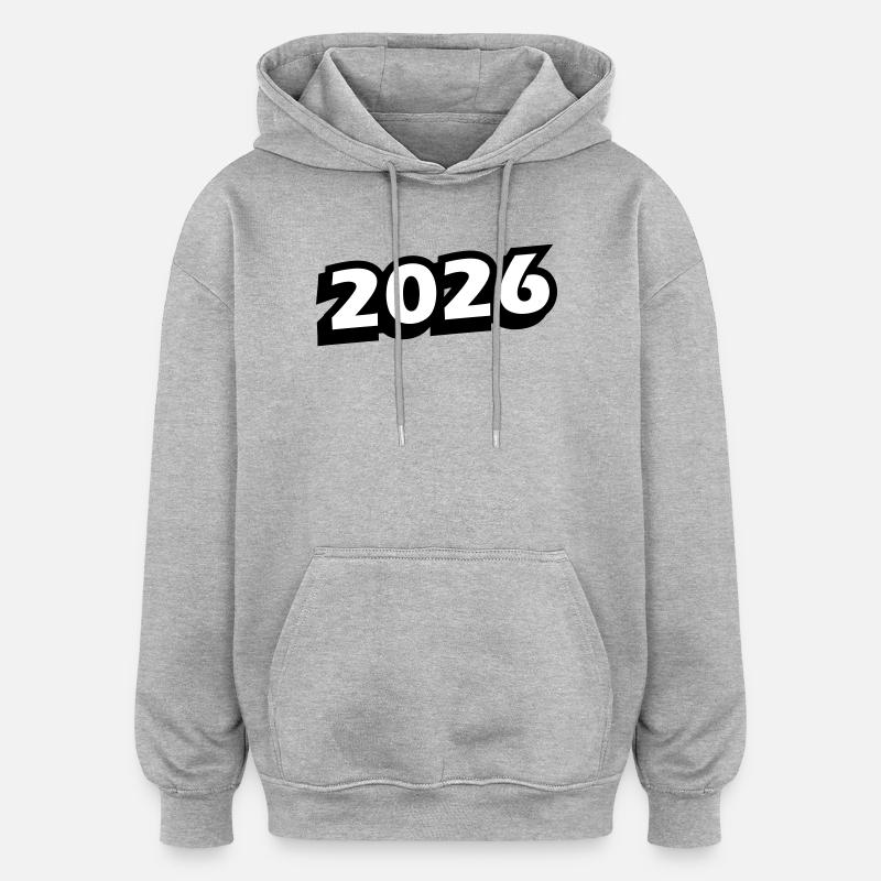 Année 2026 - Sweat à capuche oversize unisexe - gris chiné