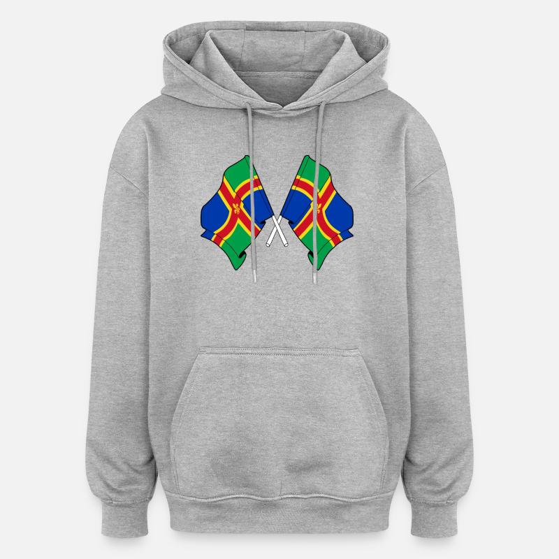 Deux drapeaux du Lincolnshire croisés - Sweat à capuche oversize unisexe - gris chiné