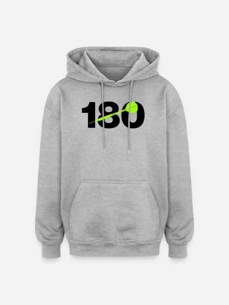 180 Triple 20 Perfektion! ONEHUNDRETEIGHTY, Darts - Oversized Unisex Hoodie - Grau meliert