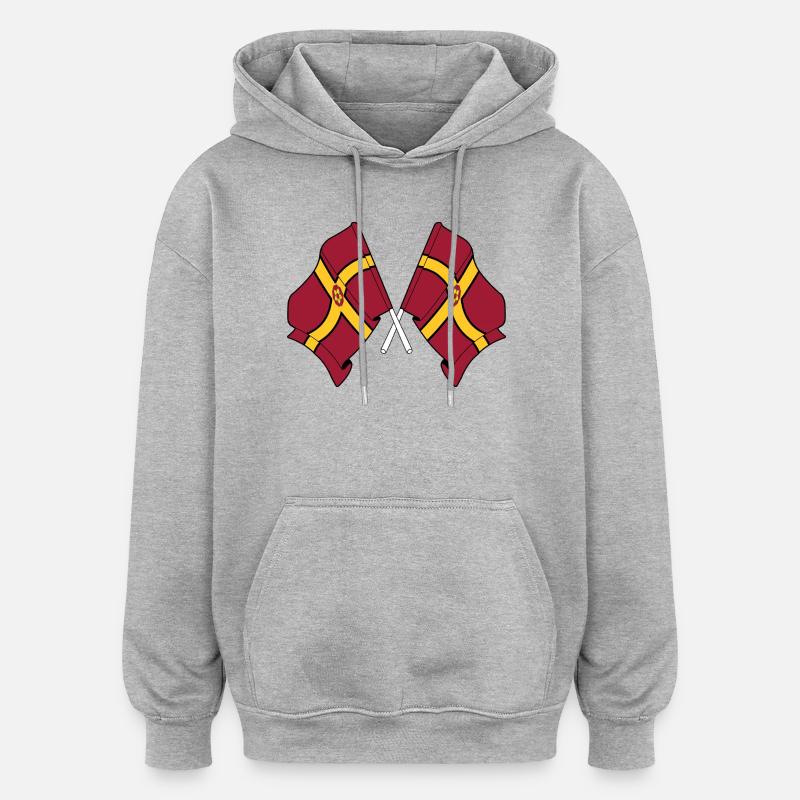 Deux drapeaux franchis – Northamptonshire - Sweat à capuche oversize unisexe - gris chiné