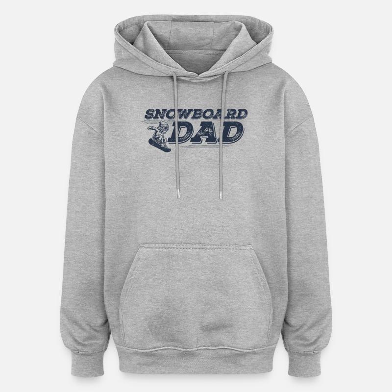 Papa snowboard, Papa snowboardeur, Papa, snowboard - Sweat à capuche oversize unisexe - gris chiné