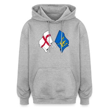Suffolk & England Crossed Flags - Oversized Unisex Hoodie - heather grey - Front - Noah (186cm)