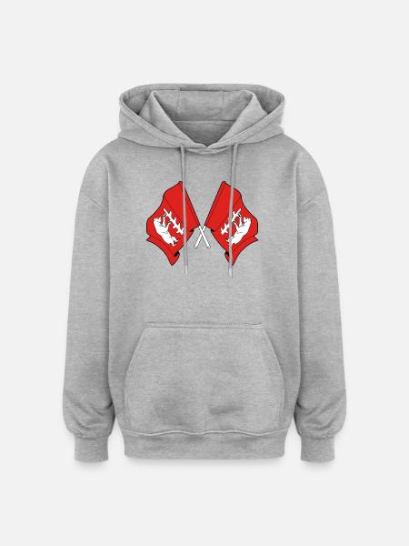 Two Crossed Warwickshire Flags - Oversized Unisex Hoodie - heather grey