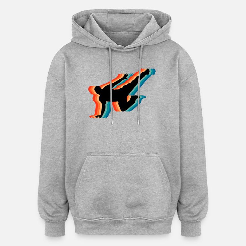 Parkour Heartbeat Pulse Freerunning rétro - Sweat à capuche oversize unisexe - gris chiné