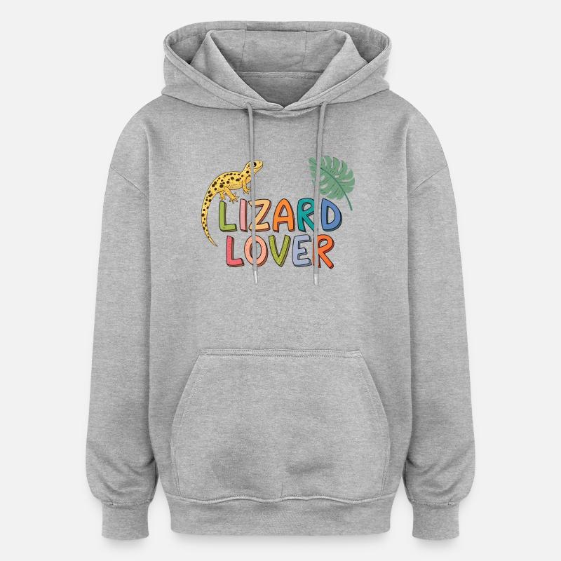 Lizard Lover Couleurs - Sweat à capuche oversize unisexe - gris chiné