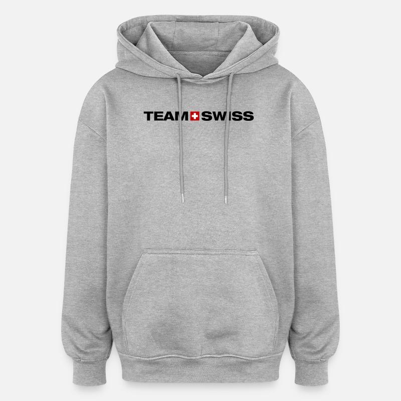 Équipe Suisse - Sweat à capuche oversize unisexe - gris chiné