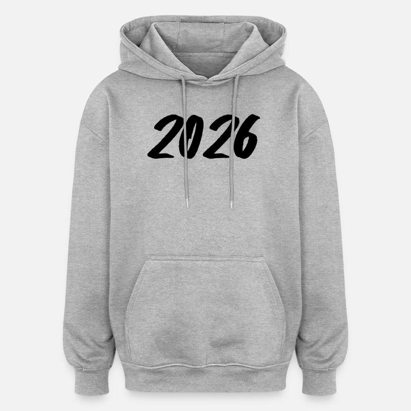 Jahreszahl 2026 Pinselstrich - Oversized Unisex Hoodie - Grau meliert