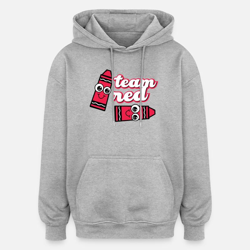 Crayons Joyeux de l’équipe rouge - Sweat à capuche oversize unisexe - gris chiné