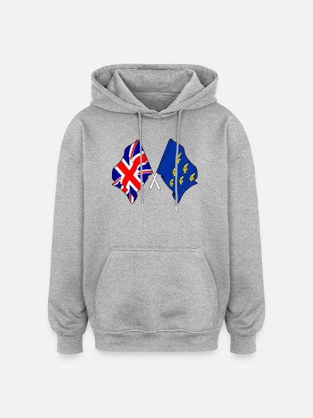 West Sussex flag & British flag - Oversized Unisex Hoodie - heather grey
