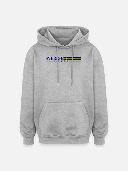 Drapeau de Suède 2026 - Sweat à capuche oversize unisexe - gris chiné