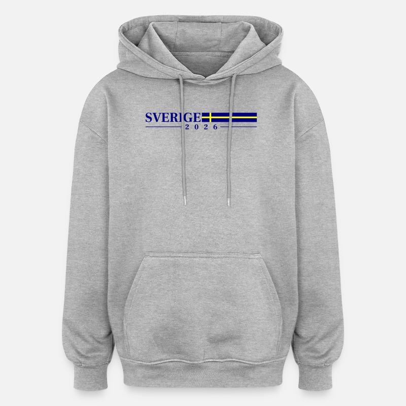 Drapeau de Suède 2026 - Sweat à capuche oversize unisexe - gris chiné
