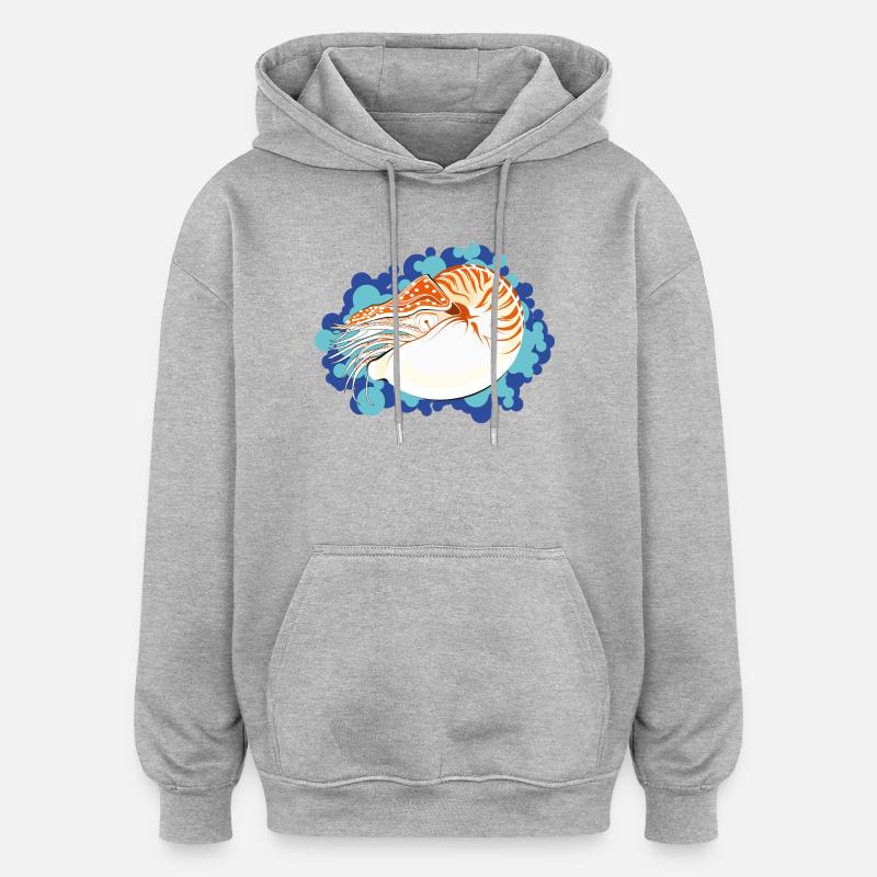 Nautilus Pompilius – Retro-Marinekunst - Oversized Unisex Hoodie - Grau meliert
