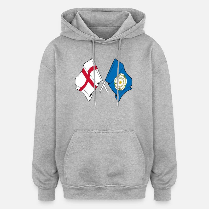 Yorkshire et Angleterre croisés - Sweat à capuche oversize unisexe - gris chiné
