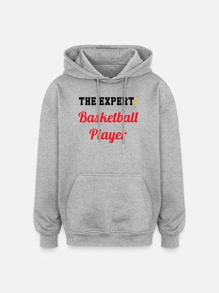 L'Expert du Basket - Sweat à capuche oversize unisexe - gris chiné