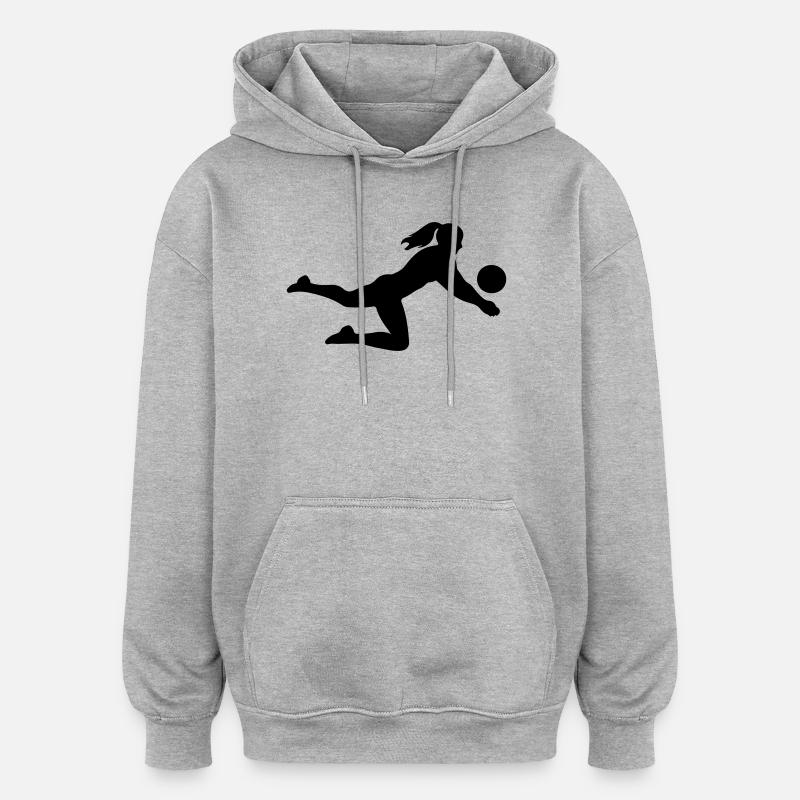 Silhouette de volley-ball - Sweat à capuche oversize unisexe - gris chiné
