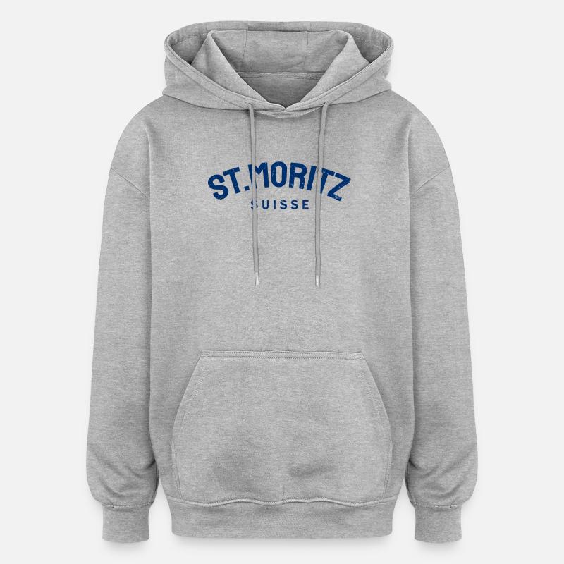 St. Moritz - Suisse - Schweiz - Swiss - Oversized Unisex Hoodie - Grau meliert