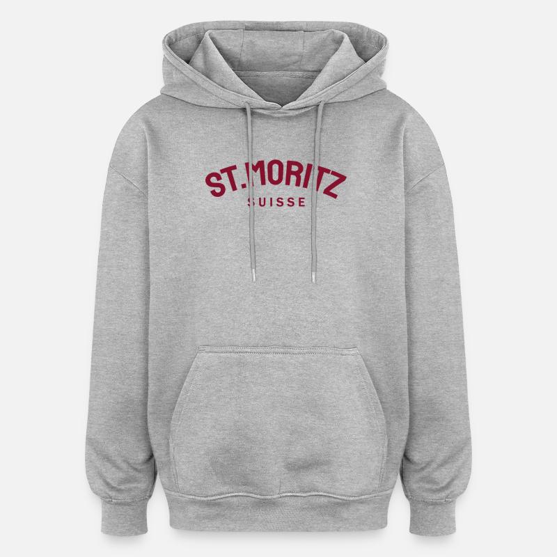 St. Moritz - Suisse - Schweiz - Swiss - Oversized Unisex Hoodie - Grau meliert